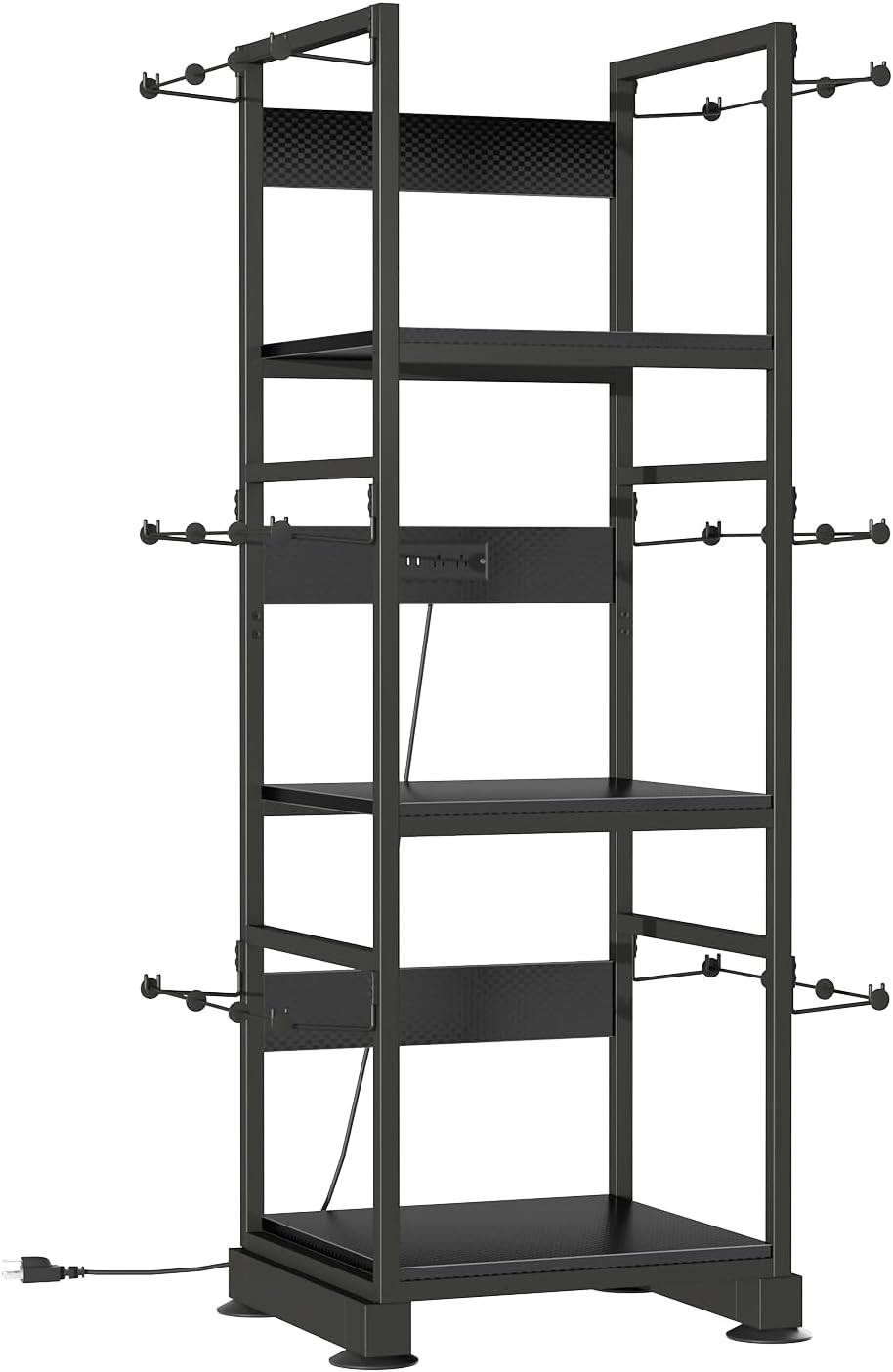 3DPrinter Stand with Filament Storage,3D Printer Rack with Power Outlet,Heavy-Duty 3D Print Storage Shelf for ABS/PLA/TPU Filament Spools,Perfect for 3D Printing Workshops,Carbon Fiber Black