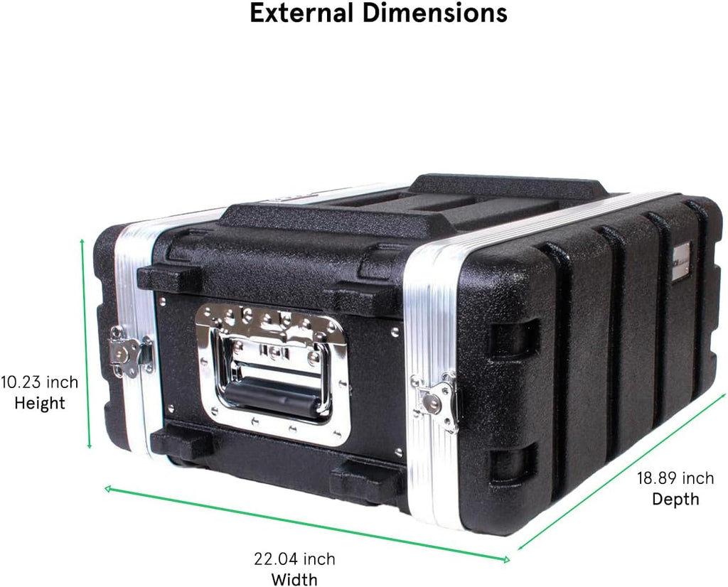 19' Rackmount Flight Case, 12' Depth, Stackable, ABS, Aluminum and Steel Construction (4U)
