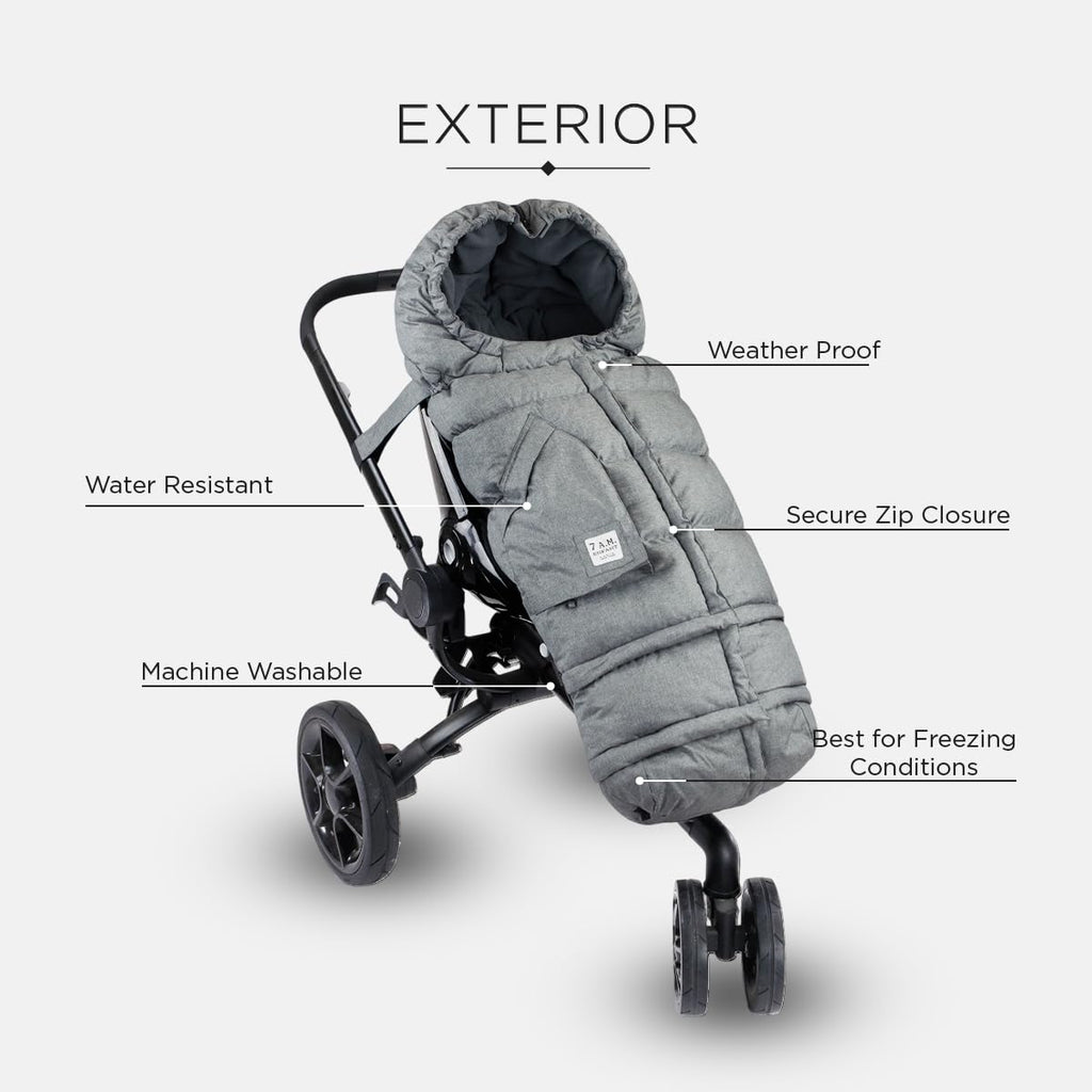 7AM Enfant Stroller Blanket 212 - Adjustable Baby Car Seat Zipped Blanket for Babies Winter, Unisex Multi Purpose Fleece Lined Warm Hooded Toddler Footmuff Water Repellent | (6M - 4T)