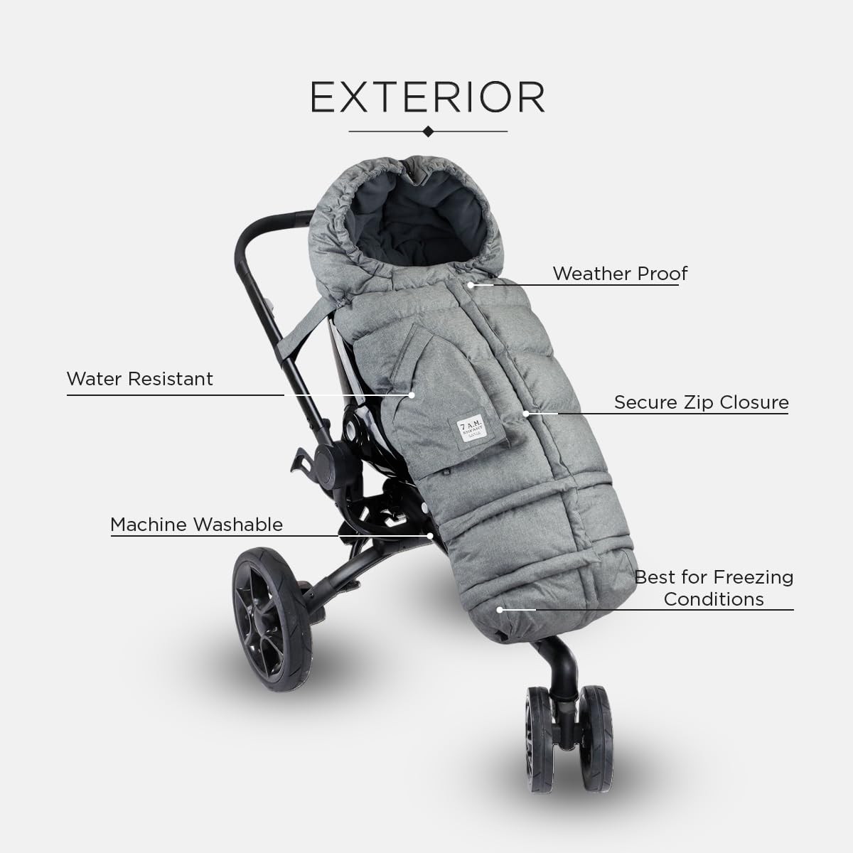 7AM Enfant Stroller Blanket 212 - Adjustable Baby Car Seat Zipped Blanket for Babies Winter, Unisex Multi Purpose Fleece Lined Warm Hooded Toddler Footmuff Water Repellent | (6M - 4T)