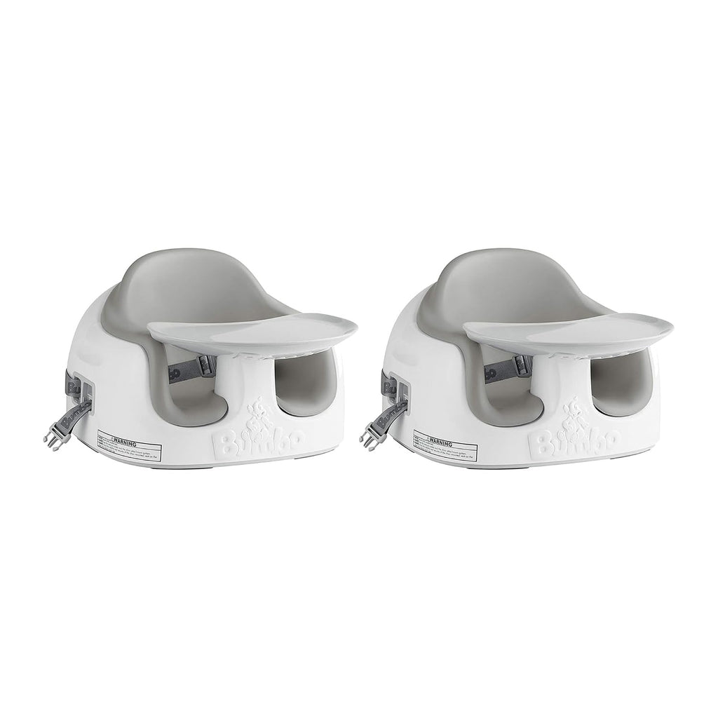 Bumbo 2 Pack 3-in-1 Multi-Seat for 6 to 36 Months, Travel Baby Feeding and Play Floor Seat, All-in-One Portable Booster with Tray & Toddler High Chair, Cool Grey