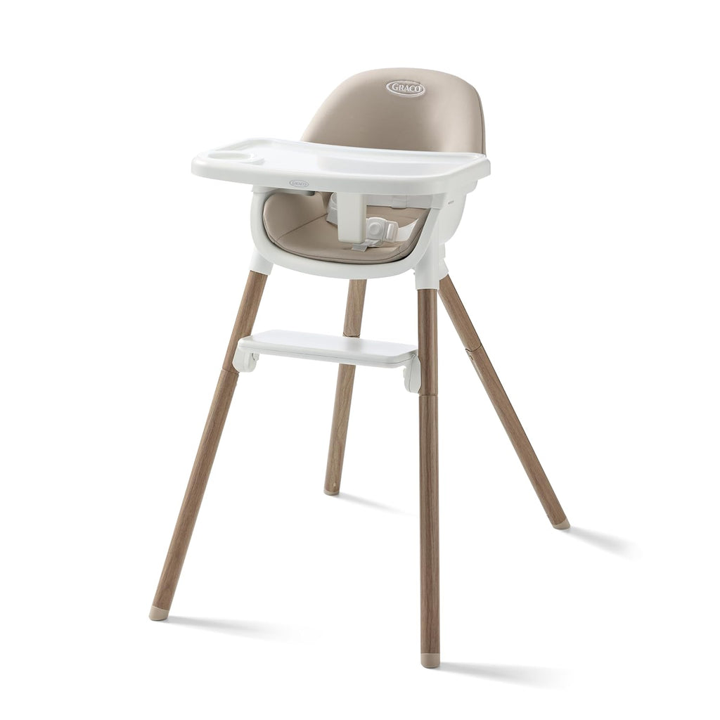 Graco Ready2Dine DLX 4-in-1 Highchair, Portable High Chair with 4 Growing Stages, Foldable Baby High Chair, Toddler Feeding Seat, Youth Stool, and Big Kid Seat, Linden