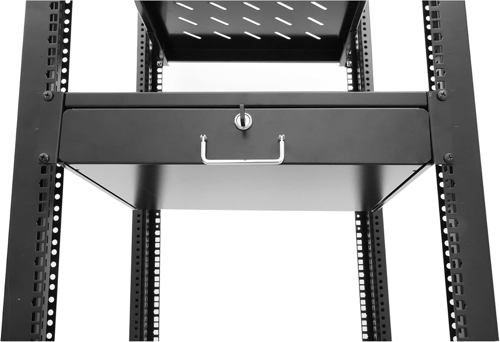 GLOBALRACK 4-Post 15U Open Frame Server Rack/19in Server Network Rack Adjustable Depth 24-35inch Suitable for Computer/Audio Video/Data/IT Equipment/Cold Rolled Steel Heavy Duty Rack (4POST RACK-015)