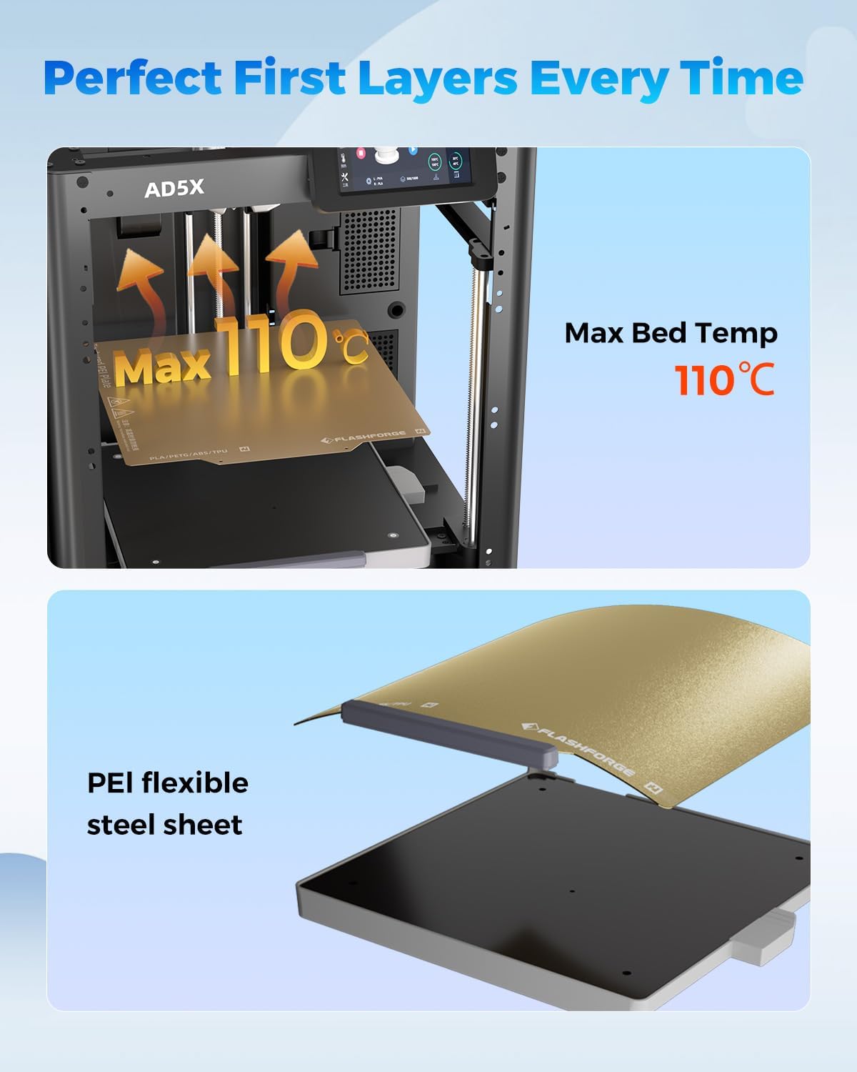 FLASHFORGE AD5X 3D Printer,Multi-Color 3D Printer with IFS,Fully Auto Leveling with Max 600mm/s High Speed Printing and Max 300°C Nozzle,Large Printing Size 220 * 220 * 220mm