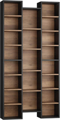 FOTOSOK 71'' Tall Bookshelf with 21 Cubes, 8 Tier Triple Wide Bookshelf with 8 Adjustable Shelves, 35' Large Bookcase DVD/CD Media Tower Storage, Freestanding Display Shelf Cabinet, Black/Brown