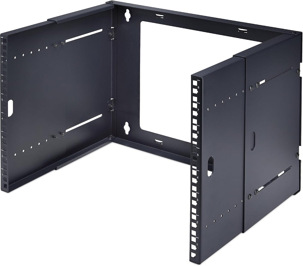 StarTech.com 2-Post 8U Wall Mounted Rack, Adjustable Depth up to 16in, for 19-inch Server/Data/Networking Equipment, Max 88lb