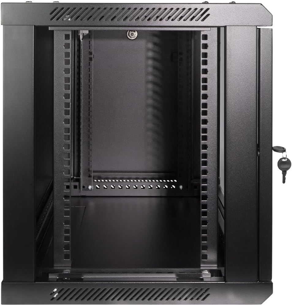 Navepoint 9U Deluxe IT Wallmount Cabinet Enclosure 19-Inch Server Network Rack with Locking Glass Door - Black