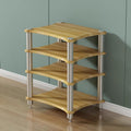 Wood Audio Cabinet Rack, Stereo Record Player AV Media Stand Furniture, Home Audio-Video Equipment Storage Shelving, Rounded Corner Design(Oak - 4 Tier)