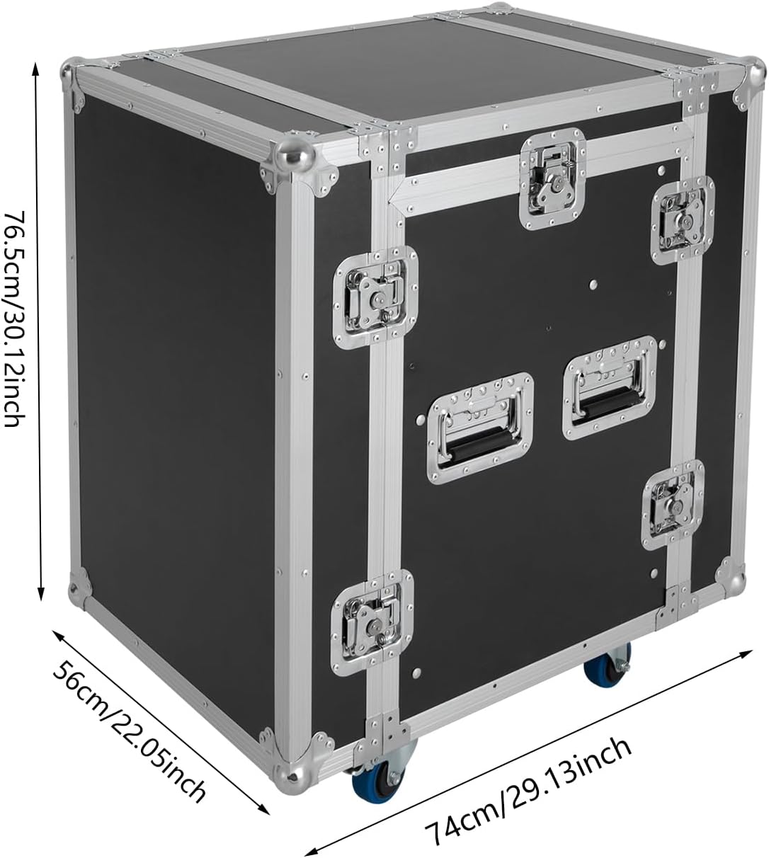 10U PA/DJ Rack/Road Case, Professional 10 Space Audio DJ Rack with Wheels, Plywood Audio Stereo Equipment Storage Cabinet with Latches, DJ Amplifier Flight Rack Case