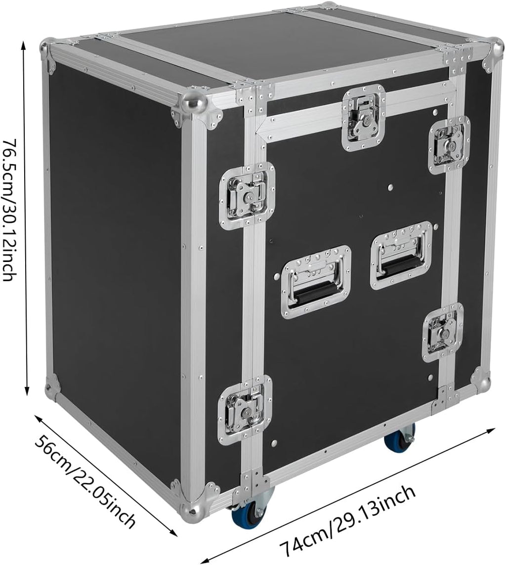 10U PA DJ Rack, Heavy Duty Mobile Audio Equipment Cabinet with 4 Locking Casters, 661 lbs Capacity Audio Rack Case for Studio, Live Sound (10U)