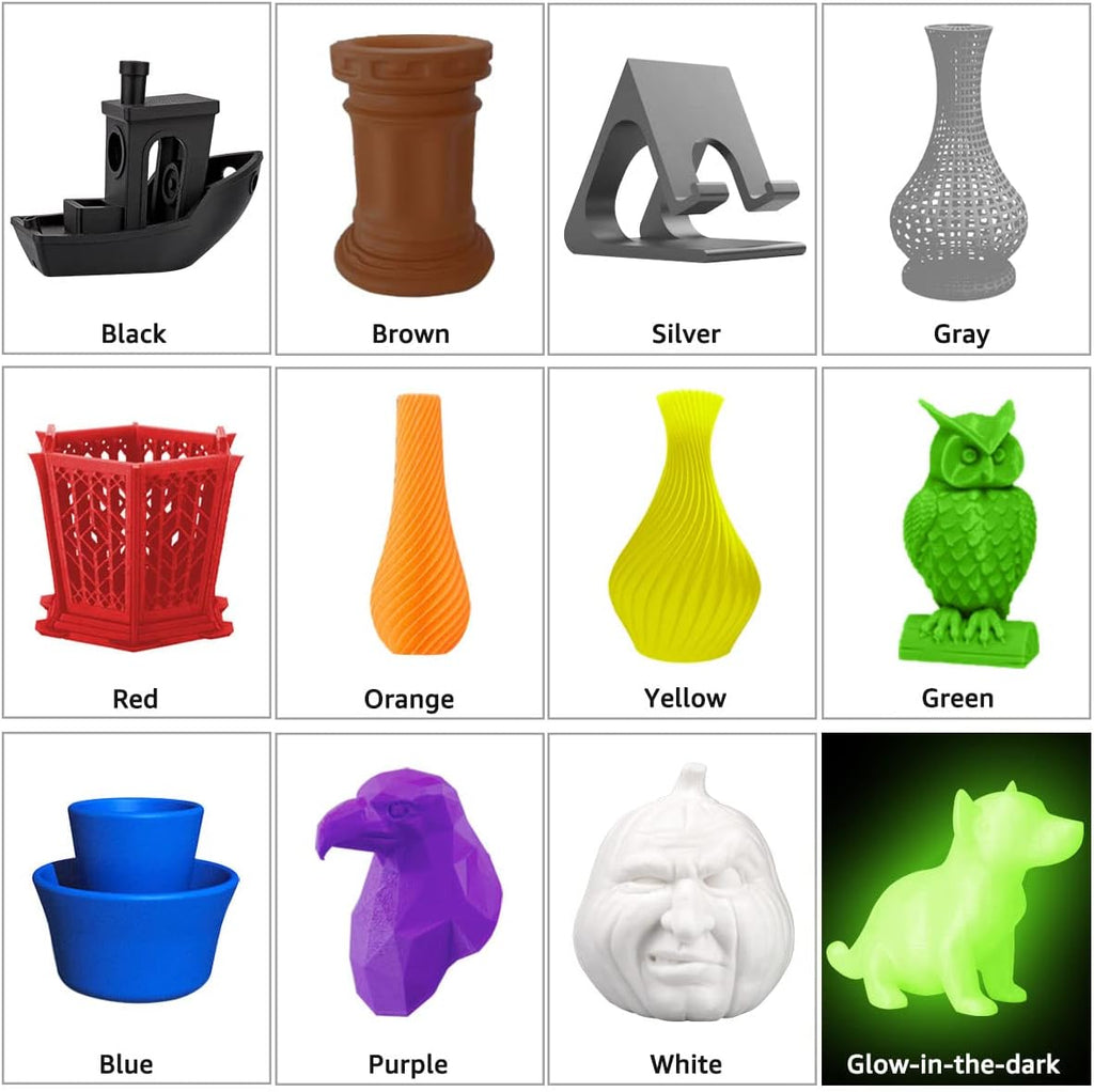 PLA Pro 3D Printer Filament Packs 1.75mm, dikale 12 Packs Assorted Colors, Neatly Wound 500g(1.1lbs) per Spool Refills PLA+, in Total 6KG Bundles, Fit for FDM Ender 3 3D Printer etc