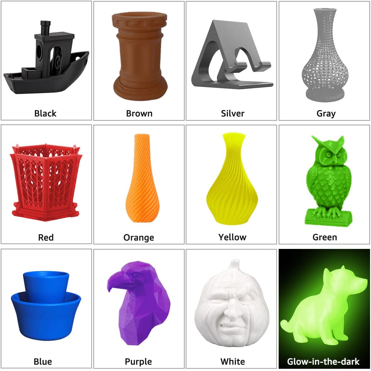 PLA Pro 3D Printer Filament Packs 1.75mm, dikale 12 Packs Assorted Colors, Neatly Wound 500g(1.1lbs) per Spool Refills PLA+, in Total 6KG Bundles, Fit for FDM Ender 3 3D Printer etc