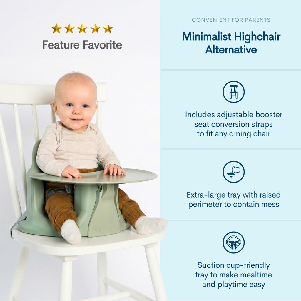 Upseat – The Original Ergonomic Baby Floor & Booster Seat with Tray, Developed with Physical Therapists for Upright Posture & Healthy Hip Development, 4–24 Months, Extra-Large Tray (Sage)