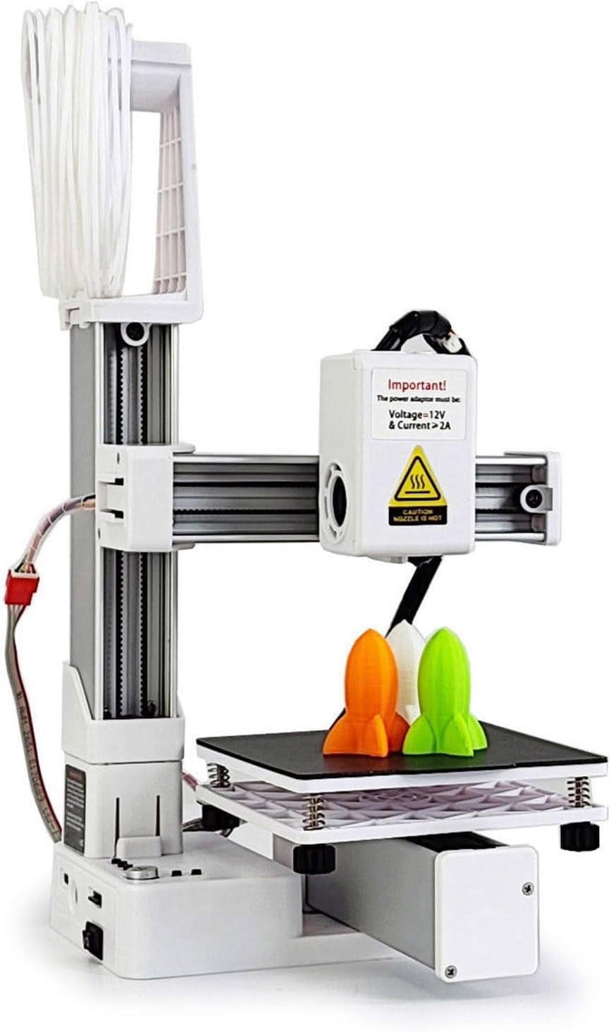 FDM Mini 3D Printer, Frequency Division Multiplexing 3D Printer, Fully Assembled for Beginners, High Precision Printing with TPU PLA (1.75mm), 100X100X100mm (White)