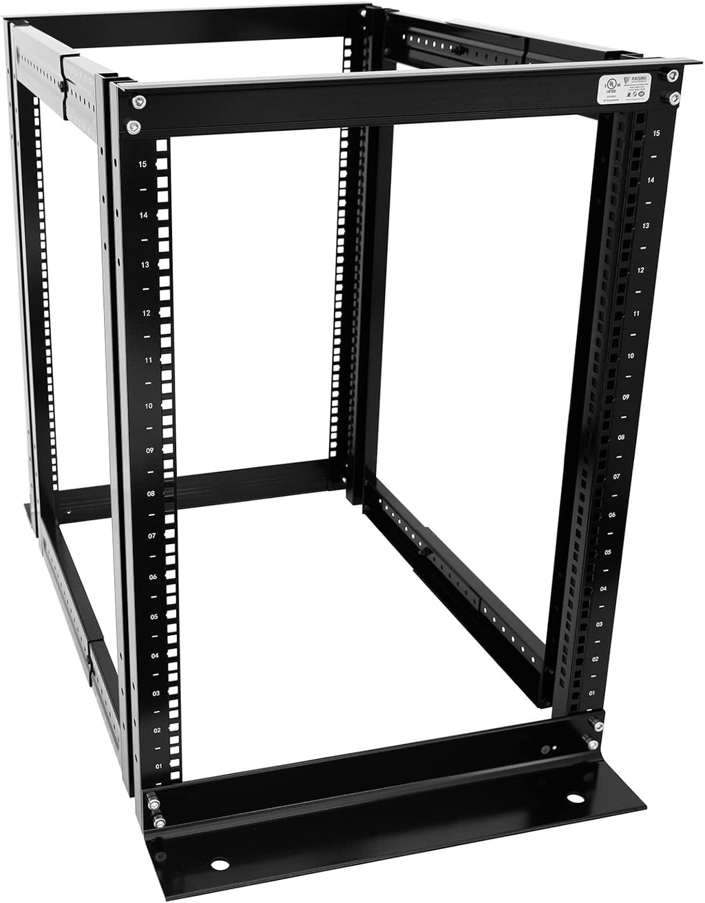 Raising ELECTRONIS 15U 4 Post Open Rack Frame Rack Enclosure 19 Inch Adjustable Depth Aluminum UL Certified