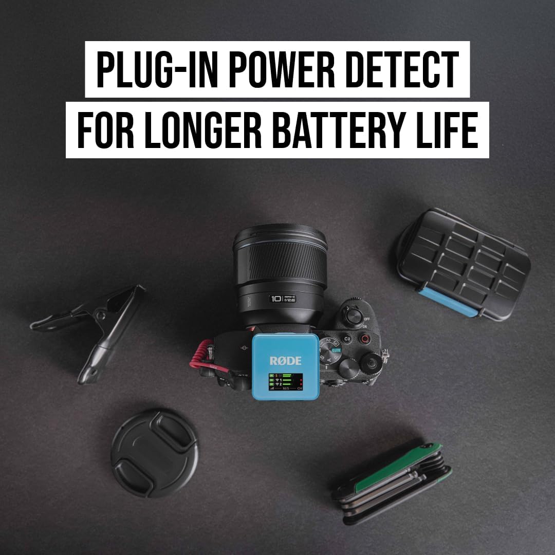 RØDE Wireless GO (Gen 3) – Compact Wireless Mic – Pristine Audio, 32-bit Float Recording, Automatic Level Control, for Phones, Cameras and Computers (Blue)