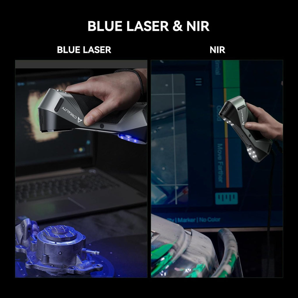 Creality 3D Scanner CR-Scan Raptor for 3D Printing, 60fps Multiple-line Blue & NIR Consumer Handheld Scanner 0.02mm Accuracy, Anti-Shake Tracking, 24-Bit Fast Full-Color Scanning for Windows macOS
