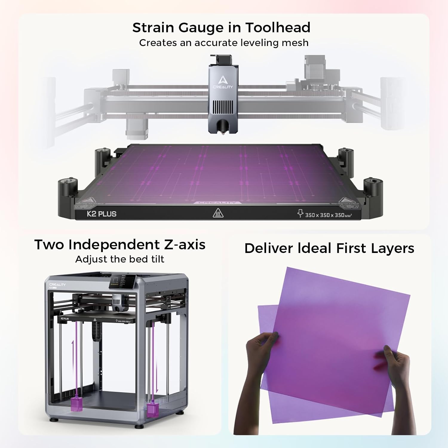 Creality K2 Plus 3D Printer, Multicolor Printing with CFS, Ultra-Fast 600mm/s Speed, 350x350x350mm Build Volume, Dual AI Cameras, Full-Auto Leveling, Professional-Grade FDM Printer