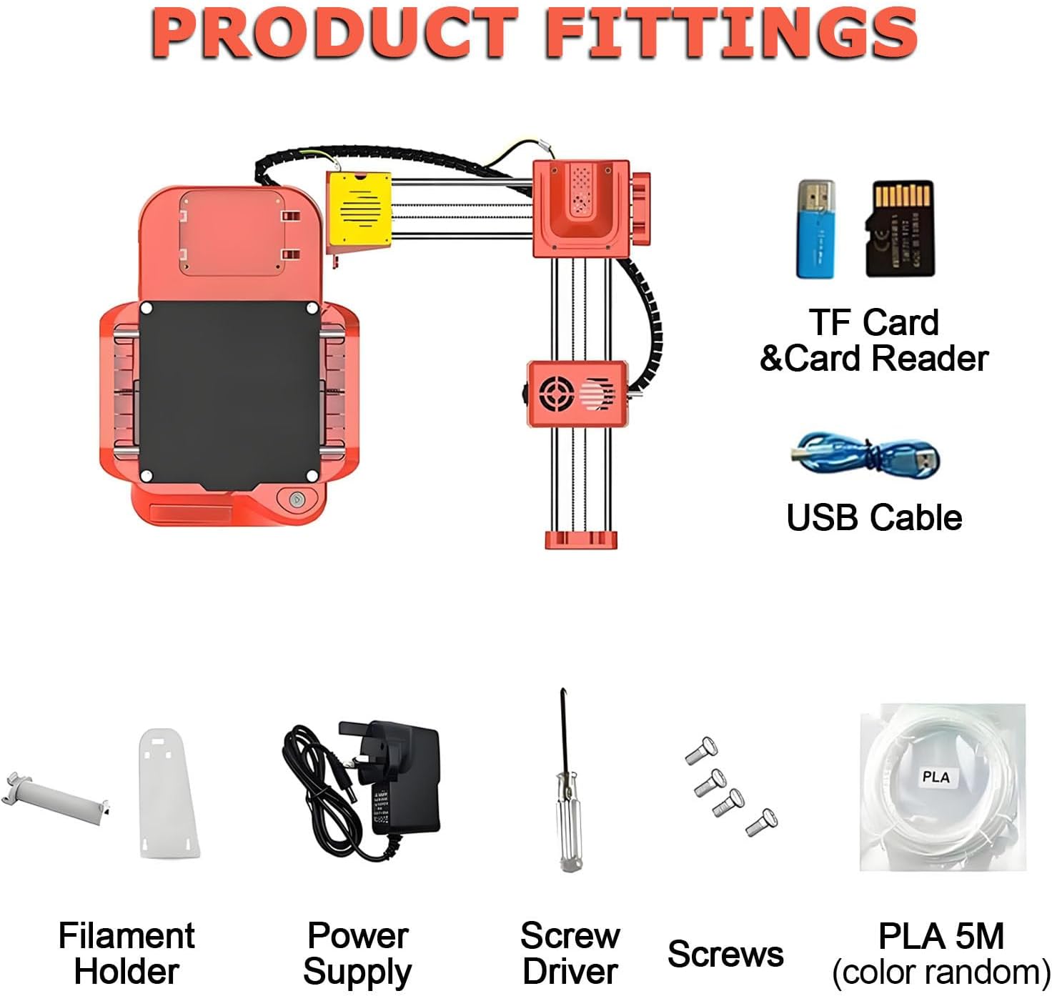 Mini DIY 3D Printers Desktop Kit,Mini 3D Printer for Kids,Printing Size 100x100x100mm,with TF Card Filament,No Heated Bed,One-Touch Printing,for Beginners,Kids,Teens Orange