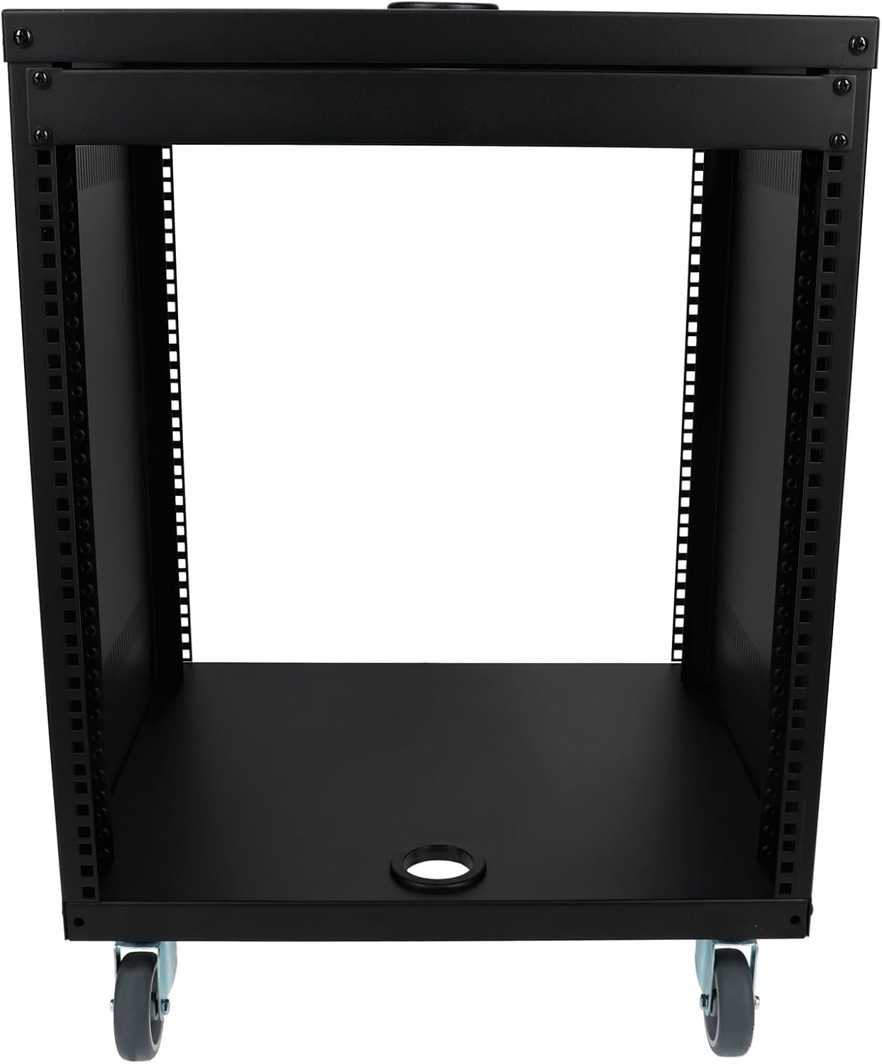 Rockville RR12U 12U Live Sound/Recording Studio Rack Case with Wheels, Reversible Rack Rails, Front & Rear Mounting, Cable Management Ports, 440lb Capacity