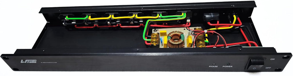 WAudio Rackmount 1U Line Conditioner - AC Noise Power Filter, Surge Protection with Phase Detect