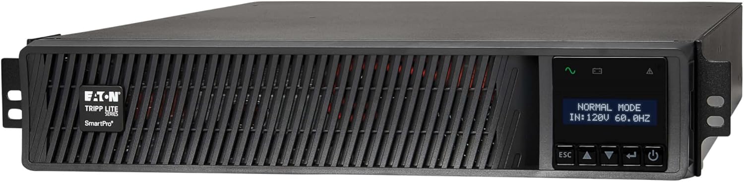 Eaton Tripp Lite Series 2200VA Smart UPS Back Up, Sine Wave, 1920W, 7 Outlets, 2U Rackmount, Extended Run & Network Card Option, LCD, USB, DB9, 3-Year Warranty & $250,000 Insurance (SMART2200RMXL2U)