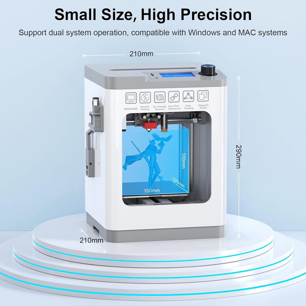 Entina Mini 3D Printers Tina2 Basic, Fully Assembled and Auto Leveling 3D Printer for Beginners and Kids, Easy Setup, Safe Design, High Precision Printing FDM Mini 3D Printer for Home & School