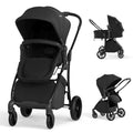 BABY JOY 2 in 1 Baby Stroller, High Landscape Convertible Bassinet Stroller with Reversible Seat, Adjustable Backrest & Canopy, Foldable Pushchair Pram Stroller for Newborn Toddler 0-36 Months (Black)