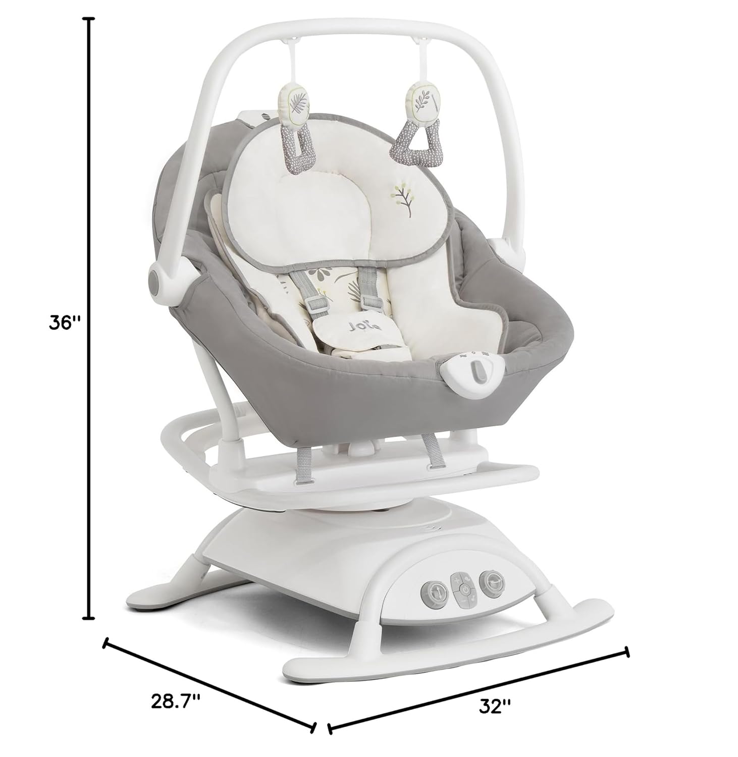 Joie Cinnamon 2-in-1 Glider and Rocker – Multi-Motion Baby Swing and Rocker Combo with Plush Fabrics, Compact Design, and Multiple Recline Positions – Soothing Sounds & Gentle Vibrations (Fern)