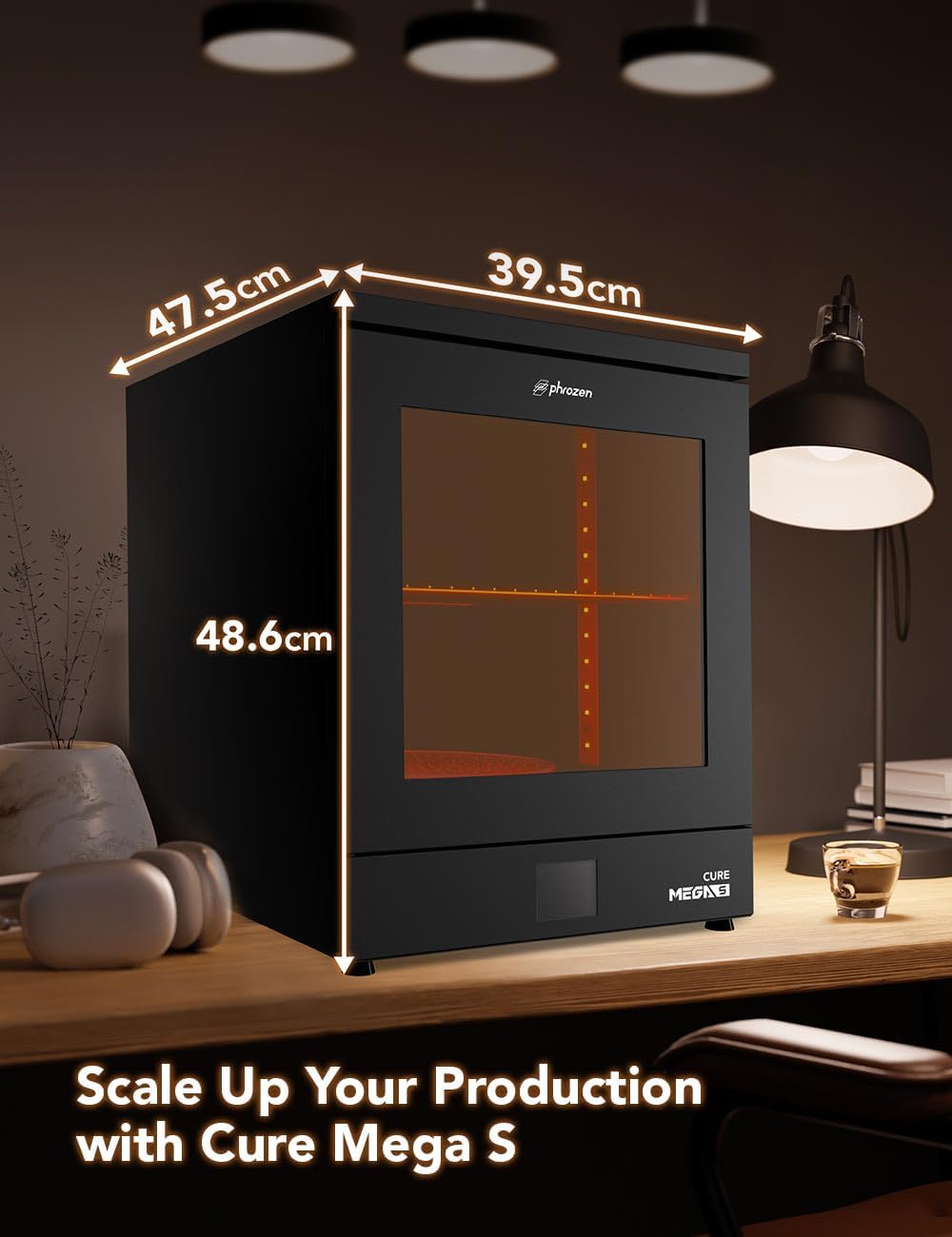 phrozen Cure Mega S 3D Printer Resin Curing Station, UV Light Post Lamp, DIY Curing Enclosure 360 Degree Transparent Turntable for LCD/DLP/SLA, Solidify Photosensitive Resin 405nm 3D Printed Models