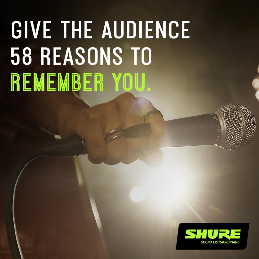 Shure SM58 Professional Dynamic Vocal Microphone with 25-Foot XLR Cable – Cardioid Mic for Live Performance, Studio Recording, Podcasting & Streaming (SM58-CN), Black & Silver