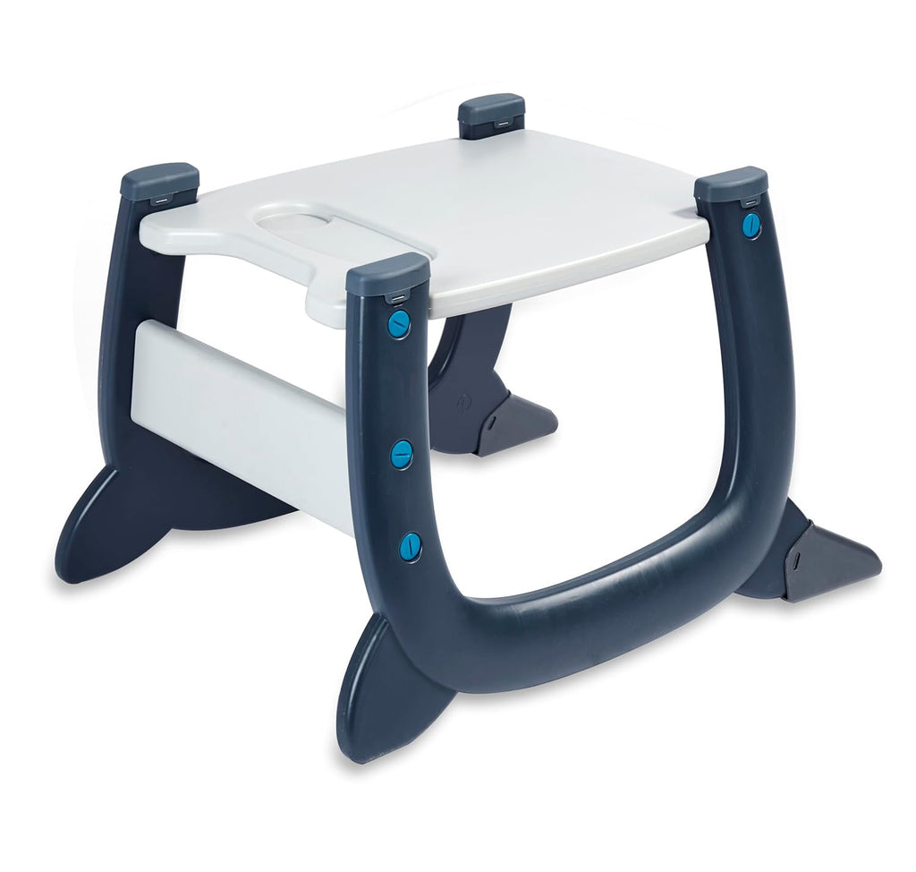 Badger Basket Envee II Convertible Baby High Chair with Infant Feeding Seat, Booster Seat, and Toddler Desk with Chair - Charcoal/Teal