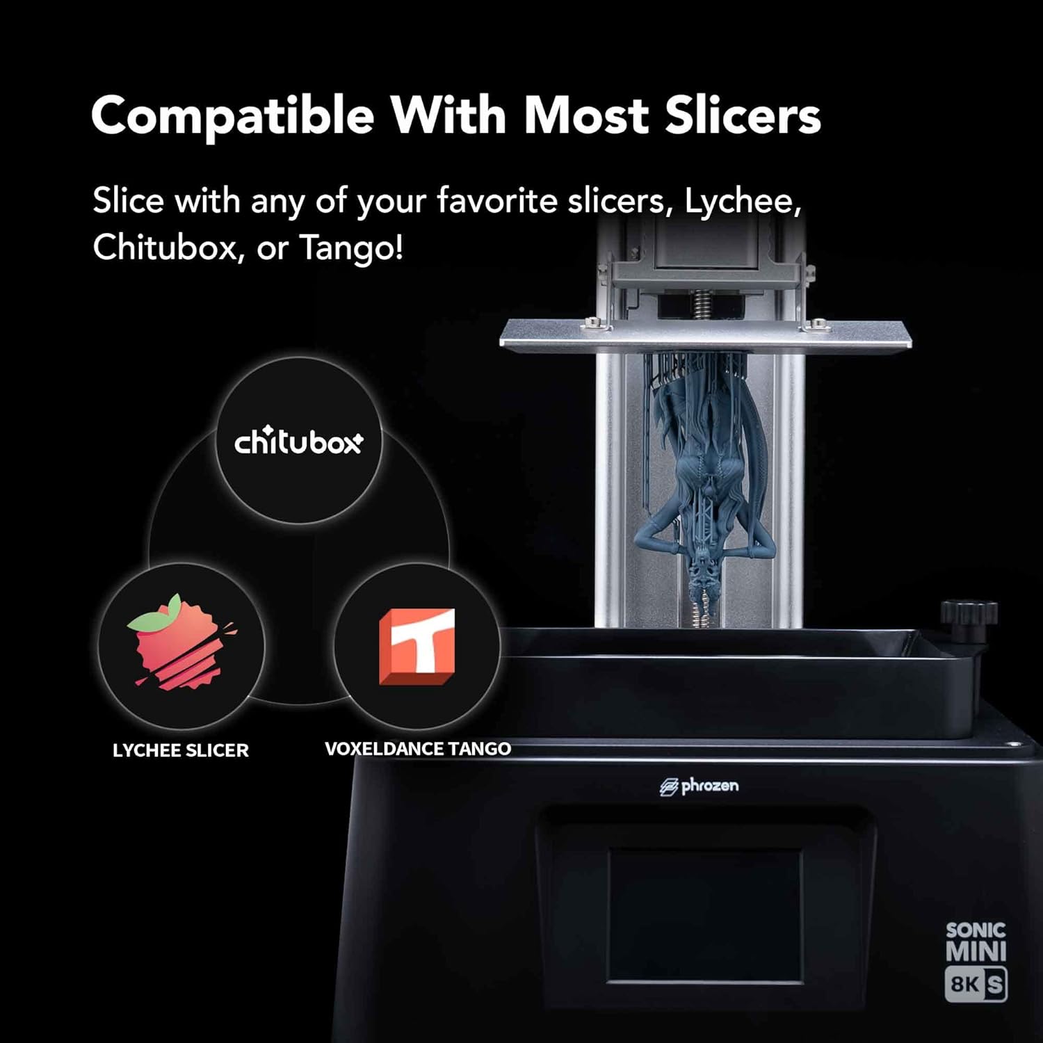 phrozen Sonic Mini 8K S LCD Resin 3D Printer, 7.1' Monochrome LCD, Tabletop 3D Resin Printer with 22µm XY Resolution, 6.5 * 2.8 * 6.7 Inch Printing Volume for Models, Miniatures and Action Figures