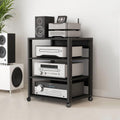 3/4/5 Tier Audio-Video Media Stand with Adjustable Shelves, Home Stereo System Entertainment Components Cabinet for Gaming, Meeting, Living, Recording Room, Black(50x40x69.5cm)