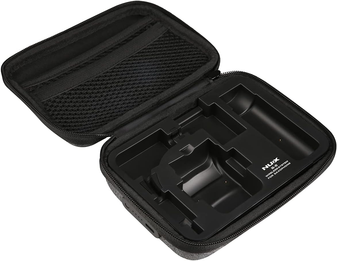 NUX B-6 Saxophone Wireless System with Charging Case,Operation Range of 20 Meters,High-Resolution 24- bit/44.1kHz Audio,2.4GHz Wireless Saxophone Microphone