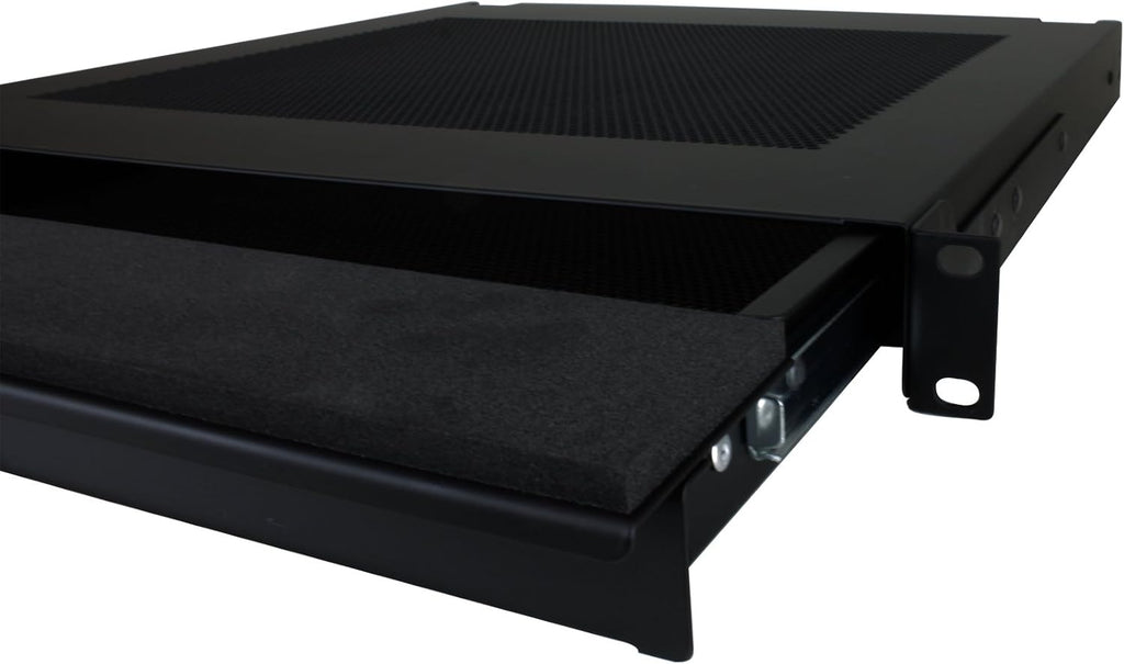 Penn Elcom EX-6301B 19 Inch Rack Mountable Vented Laptop/Tablet Drawer with Foam Wrist-Pad Support, Key Lock and Rear Cable Access