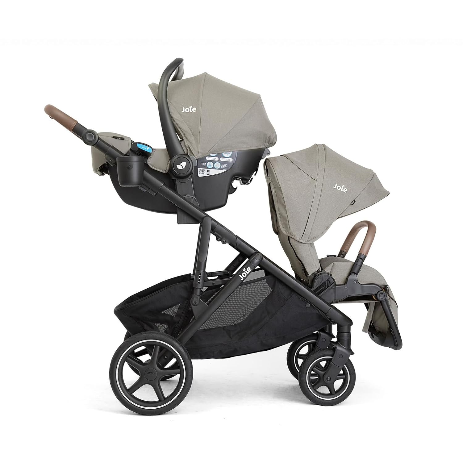 Chive and Rue - All-in-One Convertible Single-to-Double Modular Stroller with 20+ Customizable Modes & All-Terrain Wheels, and Lightweight Infant Car Seat Travel System (Dove)