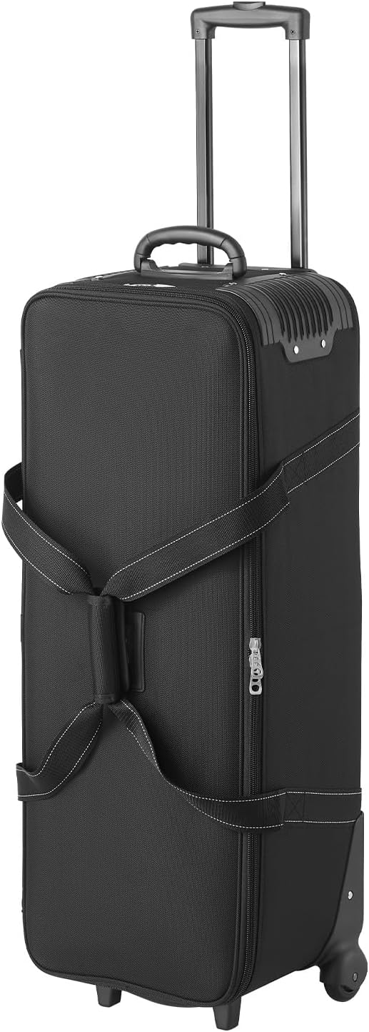 VEVOR Studio Equipment Trolley Case, 35.83 x 11.81 x 14 in / 91 x 30 x 35.5 cm, Rolling Camera Bag, Carrying Bag with Wheels Straps Padded Compartment Handle, for Light Stands, Tripods, Telescopes