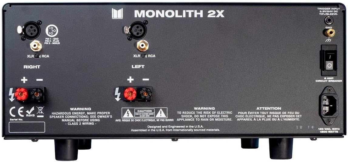Monolith Two-Channel Stereo Power Amplifier - Black with 2x200 Watt Per Channel, XLR Inputs, for Home Theater & Studio