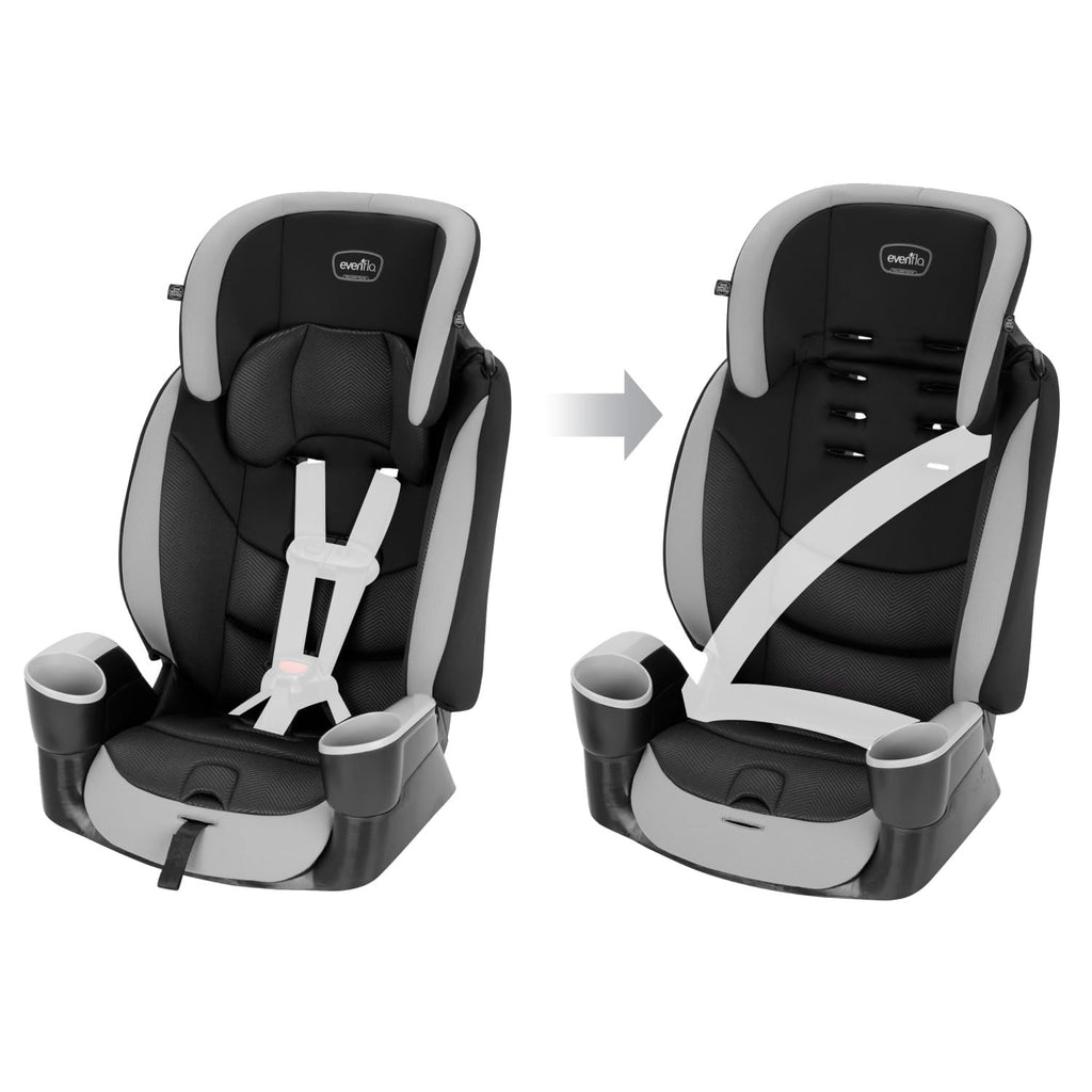 Evenflo High-Back Booster Car Seat with Harness, 22 to 110lbs, Maestro Sport, Granite Gray