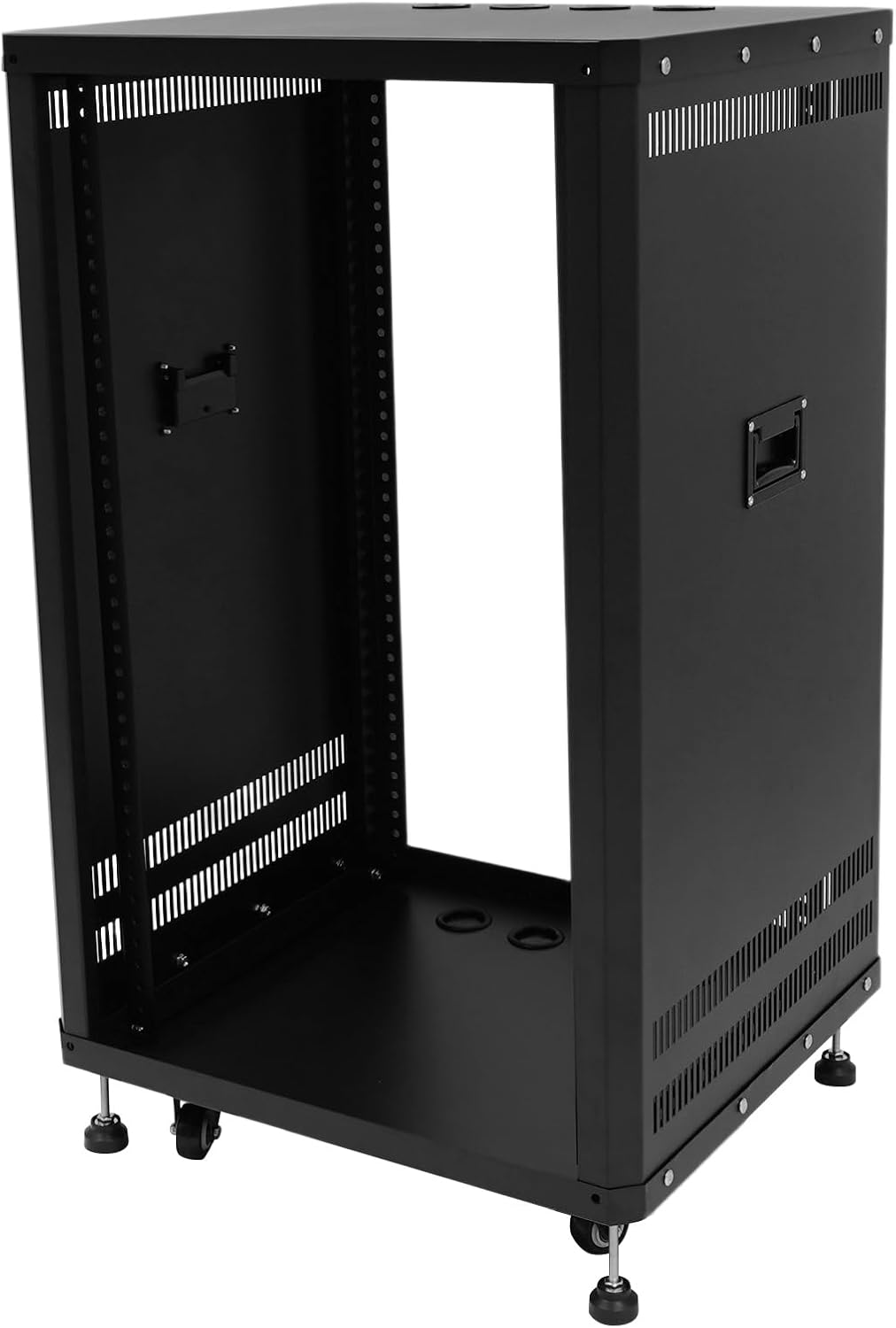 18U Stereo & Studio Rack with Wheels Rolling Network Cabinet Open Frame Audio Component Rack Cabinet Recording Studio Racks with Lifting Handle for Video Music Recording & IT Equipment-Black