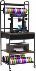 RoleDes Heavy Duty 3D Printer Stand with Filament Rack & Spool Holder System,Drawer Tool Storage with Adjustable Shelves, Large Printing Table & Workstation with Wheels