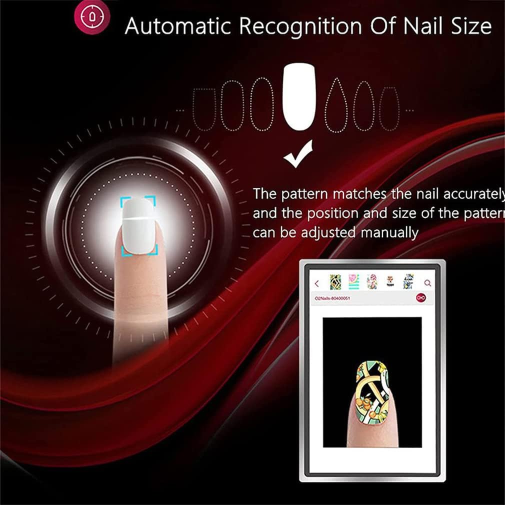 Smart Nail Art Printer, 3D Automatic Manicure Printer, Photo Pattern Printing Nail Film Printer, Support WiFi/DIY, AI Recognition of Nail Face, for Kid/Nail Studio/Manicurist/Nail Lovers