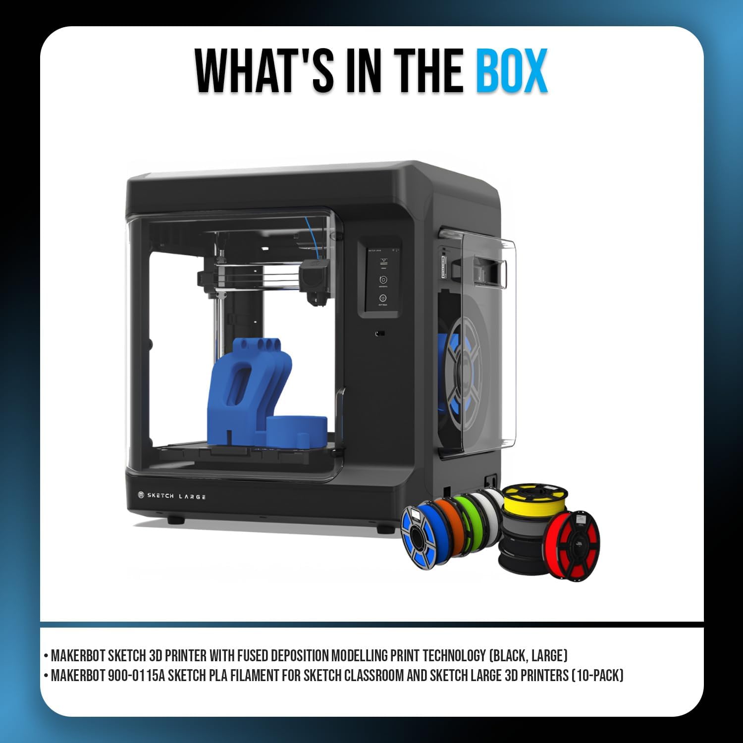 MakerBot Sketch 3D Printer with Fused Deposition Modelling Print Technology (Black, Large) Bundle with PLA Filament for Sketch Classroom and Printers (10-Pack) (2 Items)