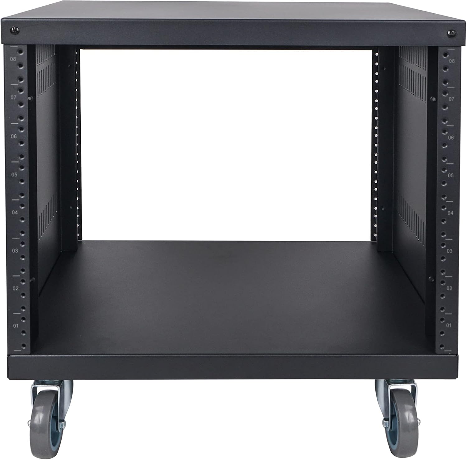 Sound Town 8U Universal Steel Rack, w/ 3' Locking Casters, Vented Side Panels for Audio Video, Server and Network Equipment (STRK-M8U)