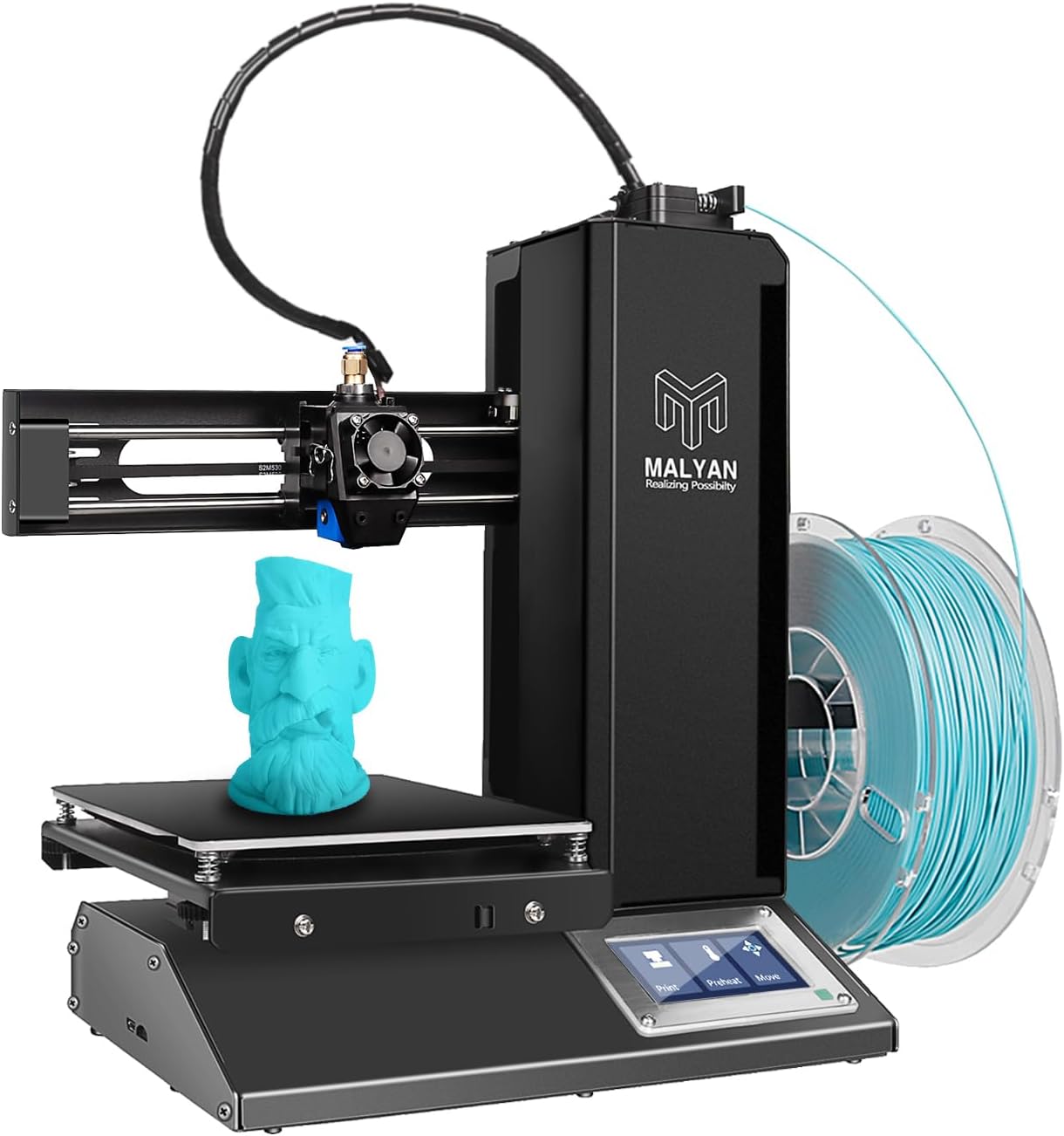 MALYAN M320 3D Printer Fully Assembled with Removable Build Plate, Assembled Flexible Magnetic Print Sheet and Micro SD Card Preloaded Sample PLA Filament Metal Frame Office 3D Printer 150x150x150mm