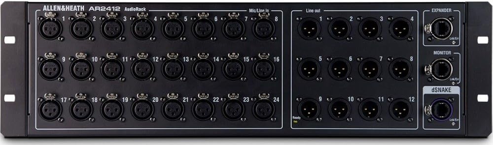 Allen & Heath AR2412 Remote Audio Rack for GLD Digital Mixing System, 24 In/12 Out, Black (AH-AR2-2412-BLK)