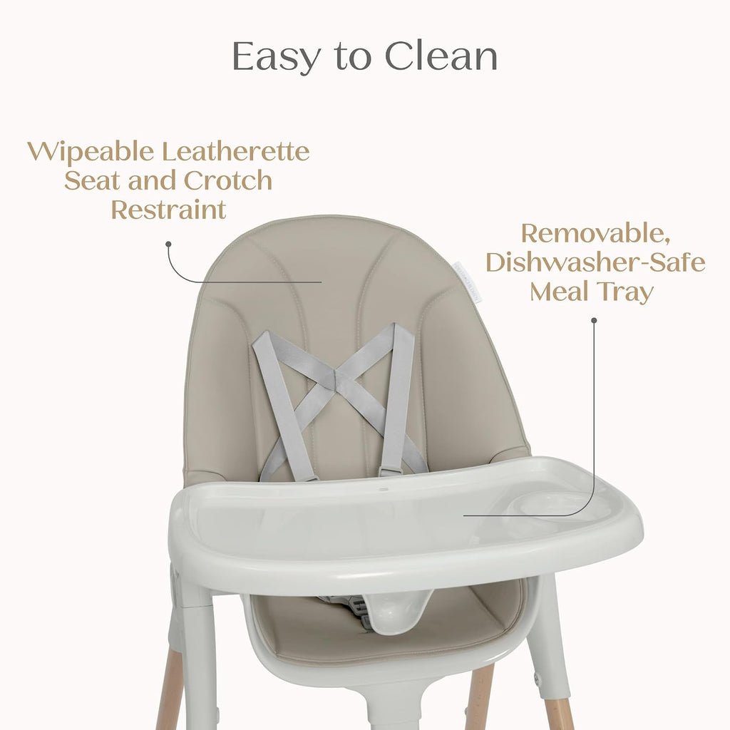 Delta Children Duet 2-in-1 High Chair and Infant Seat - Dishwasher Safe Meal Tray - FSC-Certified Wood, Taupe