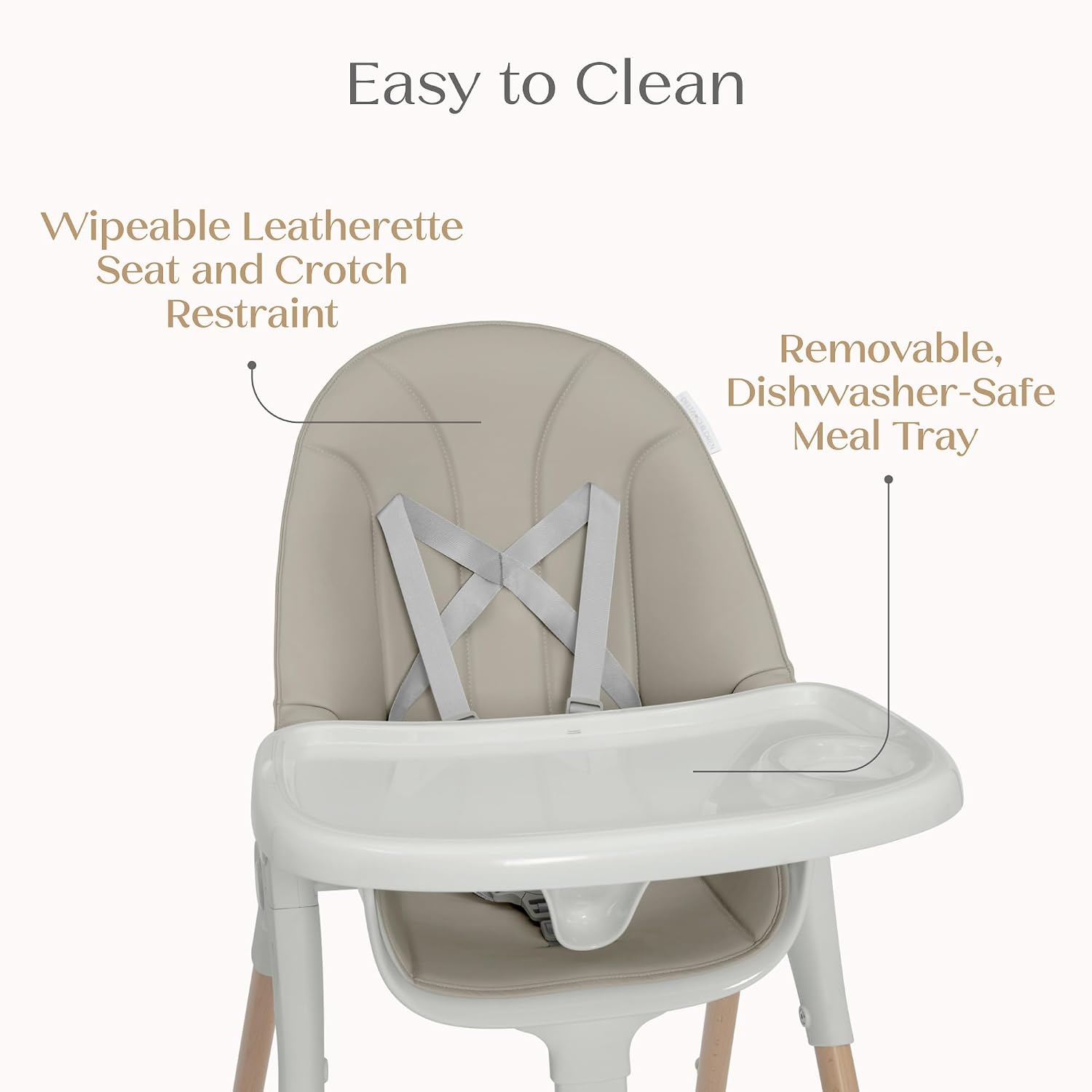 Delta Children Duet 2-in-1 High Chair and Infant Seat - Dishwasher Safe Meal Tray - FSC-Certified Wood, Taupe