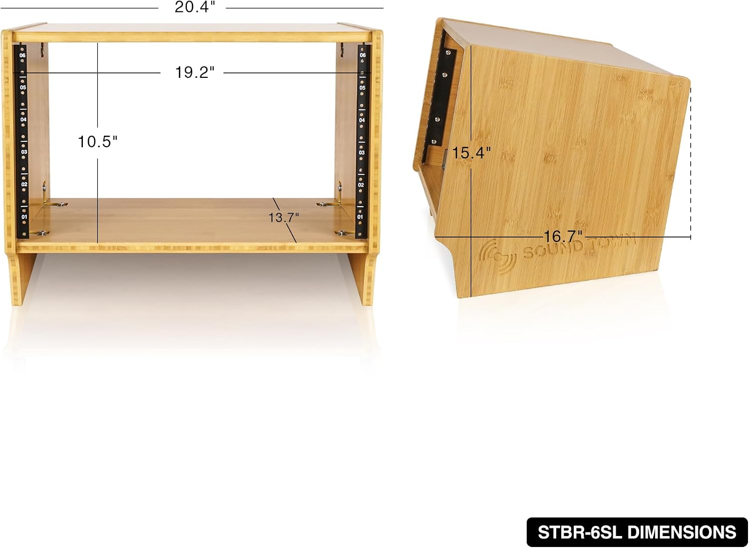 Sound Town DIY 6U Angled Desktop Turret Studio Rack, Solid Carbonized Bamboo, Assembly Required (STBR-6SL)